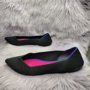 Rothy's The Point II Flats Black Knit Pointed Toe Low Heel Women's Size 9.5